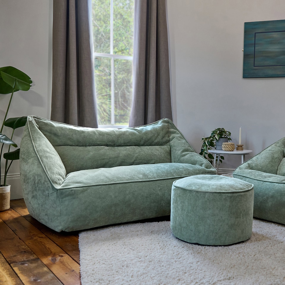 image 1 of Cecilia Bean Bag Sofa Sage Green Giant Chenille Bean Bag Chair | Green | Sage Green | XL | 1