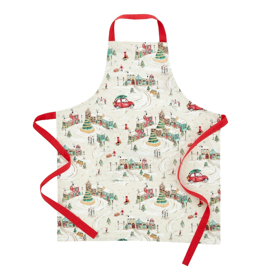 image 1 of Catherine Lansfield Christmas Town Cotton Kitchen Adult Apron Natural Cream | Natural