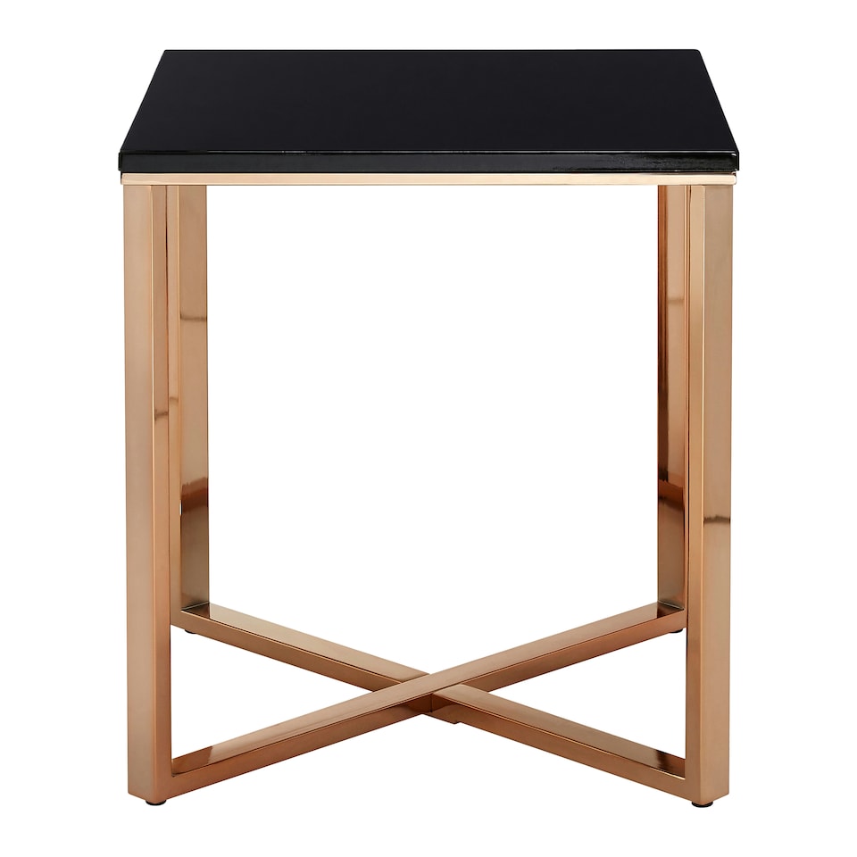 image 1 of Square Black Faux Marble End Table,Gold Toned Bedside Table With Metal Legs, Accent Table For Practical Use