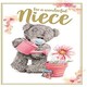 image 1 of Niece Photo Finish Birthday Card with Bear Watering Plant