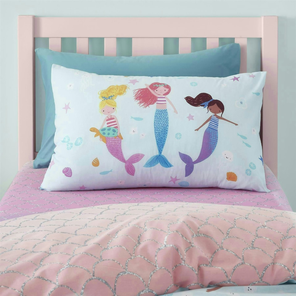 image 1 of Mermaid Reversible Duvet Cover Set | Blue