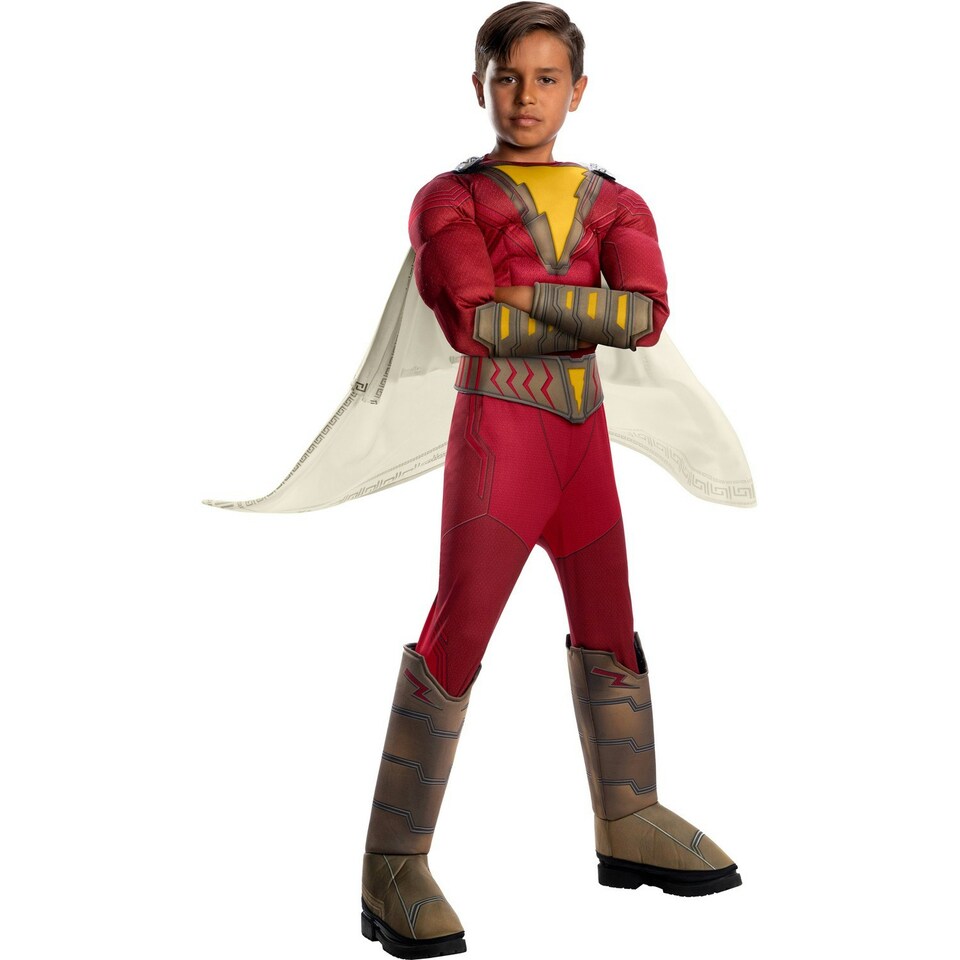 Shazam Childrens/Kids Deluxe Costume - Red/White/Yellow - S S