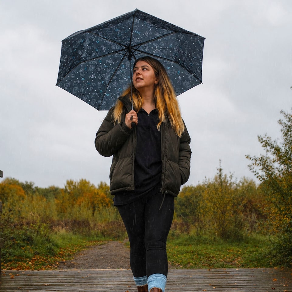 image 1 of Compact Supermini Umbrella Highland Cow Cats & Dogs Travel Rain Umbrella