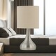 image 9 of Set of 2 Romana - Brushed Chrome Touch Operated Table Lamp with Natural Linen Shades Silver | Brown