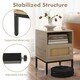 image 9 of COSTWAY Nightstand Set of 2 Accent Table with Storage Brown