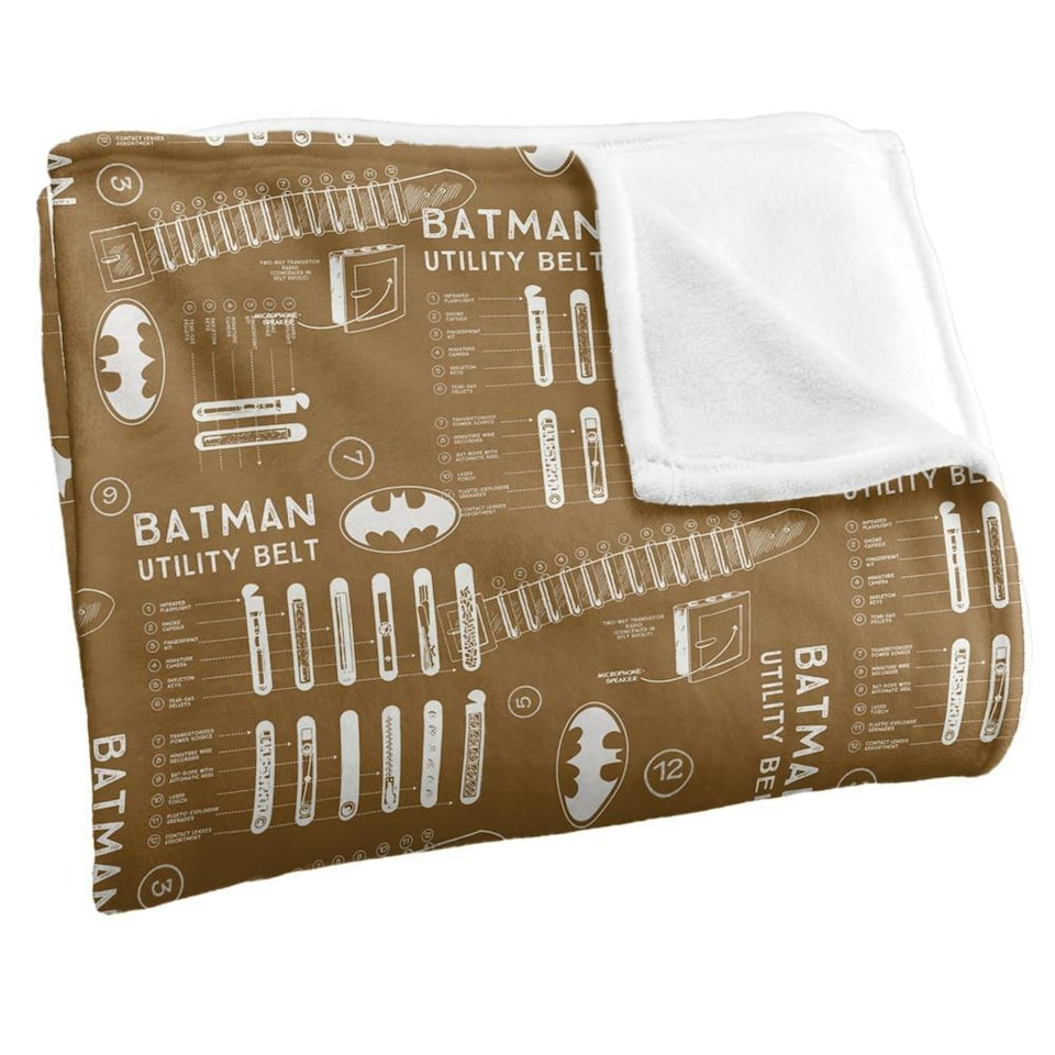 image 1 of Batman Utility Belt Schematic Blanket - Multicoloured - One Size