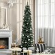 image 2 of HOMCOM 6FT Artificial Snow Dipped Christmas Tree mas Pencil Tree Holiday Home Indoor Decoration with Foldable Black Stand, Green