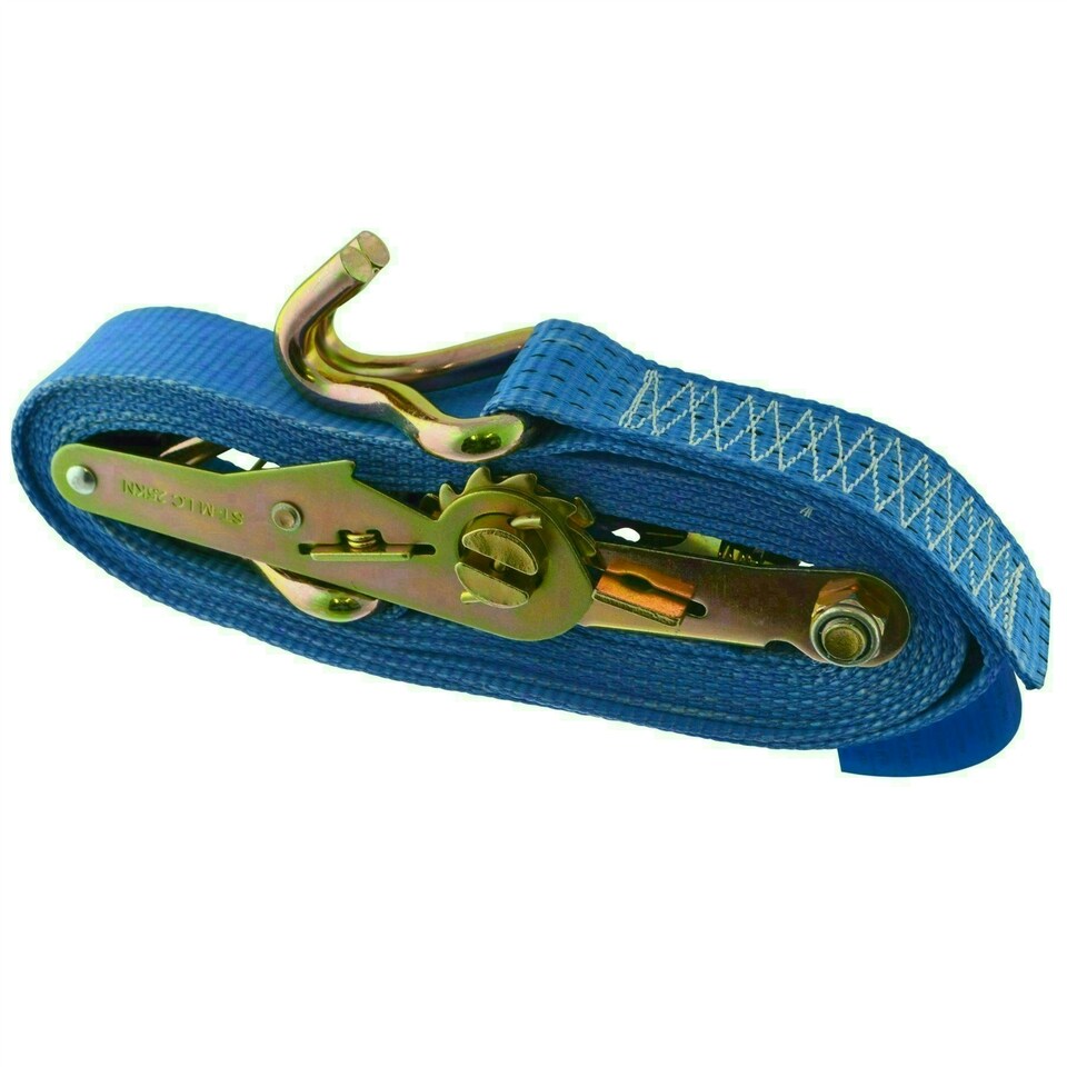 image 1 of 4x Ratchet Strap Trailer Tie Down with Bridging Hooks 5m Hooks Recovery 2.5 Ton