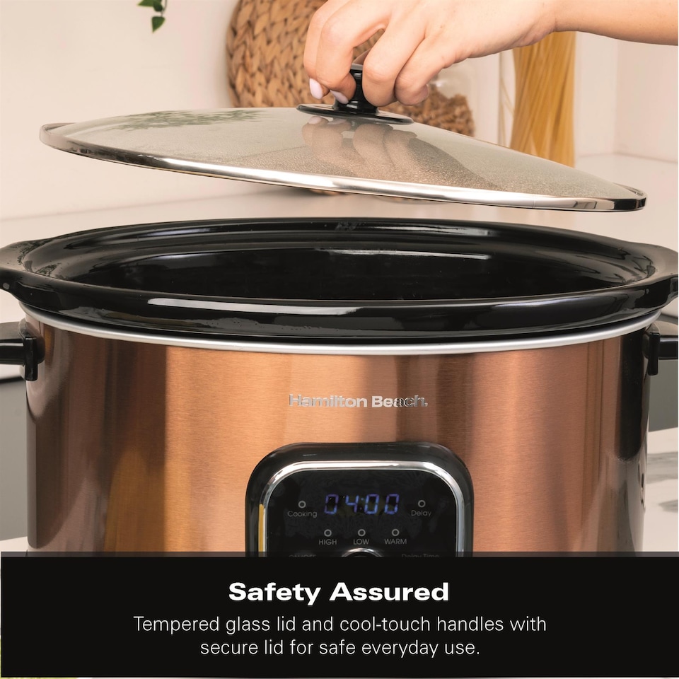 image 1 of Hamilton Beach 6.5L Digital Oval Slow Cooker Copper