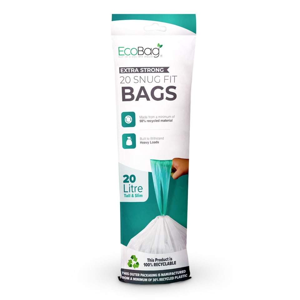image 1 of Ecobag Extra Strong White Drawstring Kitchen Bin Liners Tear Resistant