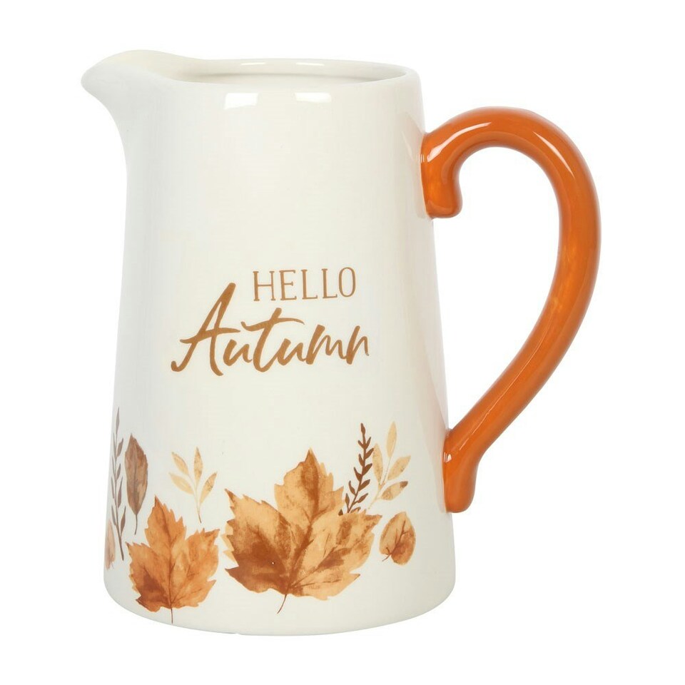 image 1 of Ceramic Hello Autumn Flower Jug Vase - 18cm