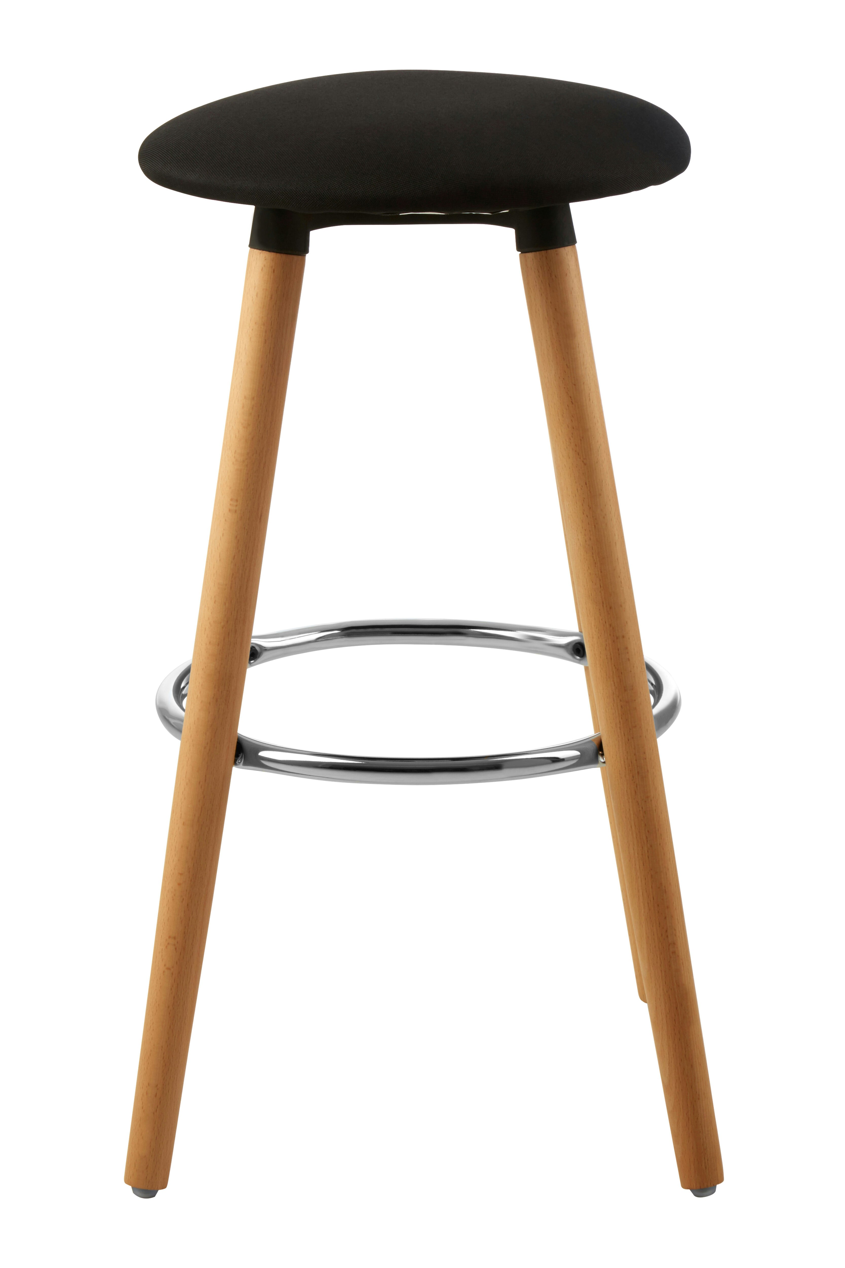 Orsina Black Round Bar Stool, Easy to Clean Kitchen Bar Stool, Footrest Barseat, Space-Saver Breakfast Stool
