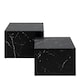 image 2 of Dice Square Coffee Table Set in Black Marble Effect