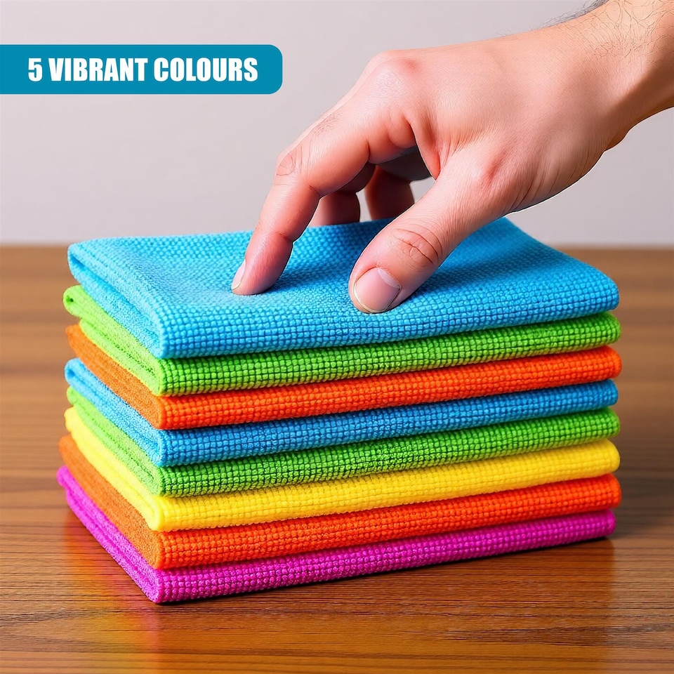 image 1 of MTS Pack of 10 Multipurpose Microfibre Cleaning Cloths 30x30cm