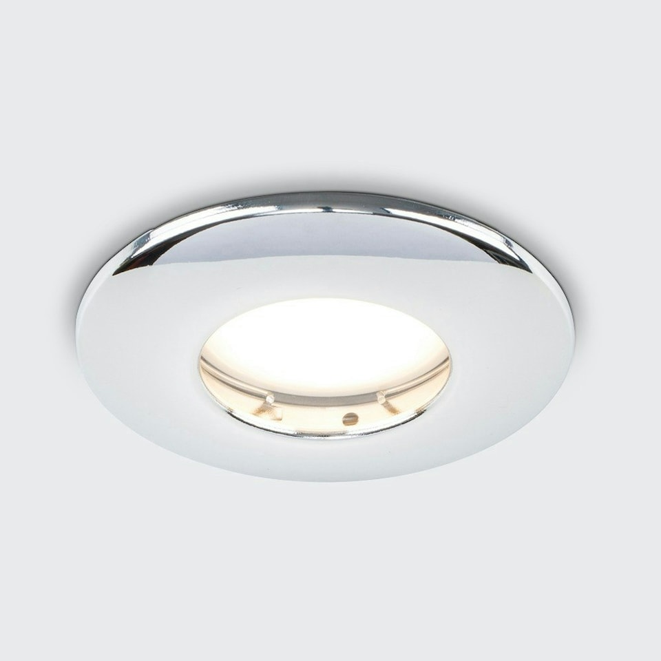 image 1 of ValueLights Downlight Fire Rated IP65 Silver Bathroom Ceiling Downlight