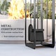 image 5 of Outsunny 5 Pieces Fireplace Companion Set, Metal Fireplace Accessories Fireside Companion Set with Brush, Shovel, Poker, A Pair of Tongs, Stand, Black
