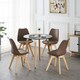 image 8 of Set of 6 Scandinavian Dining Chairs with Leather Cushions Solid Wood Legs Brown