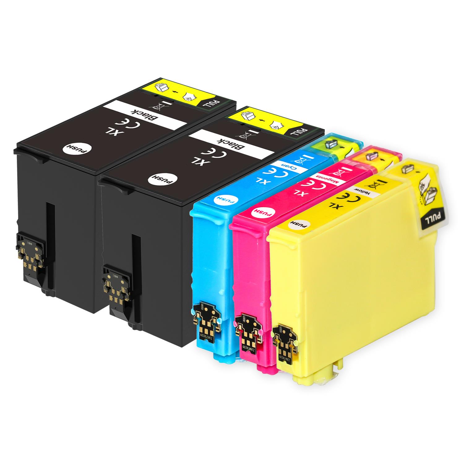 1 Go Inks Set of 4 + extra Black Ink Cartridges to replace Epson T3476+3471 (34XL Series) Compatible / non-OEM for Epson WorkForce Pro Printers (5 Ink
