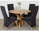 image 2 of Oregon Round Oak Dining Table and 4 Lola Fabric Chairs | Black | Black | 1