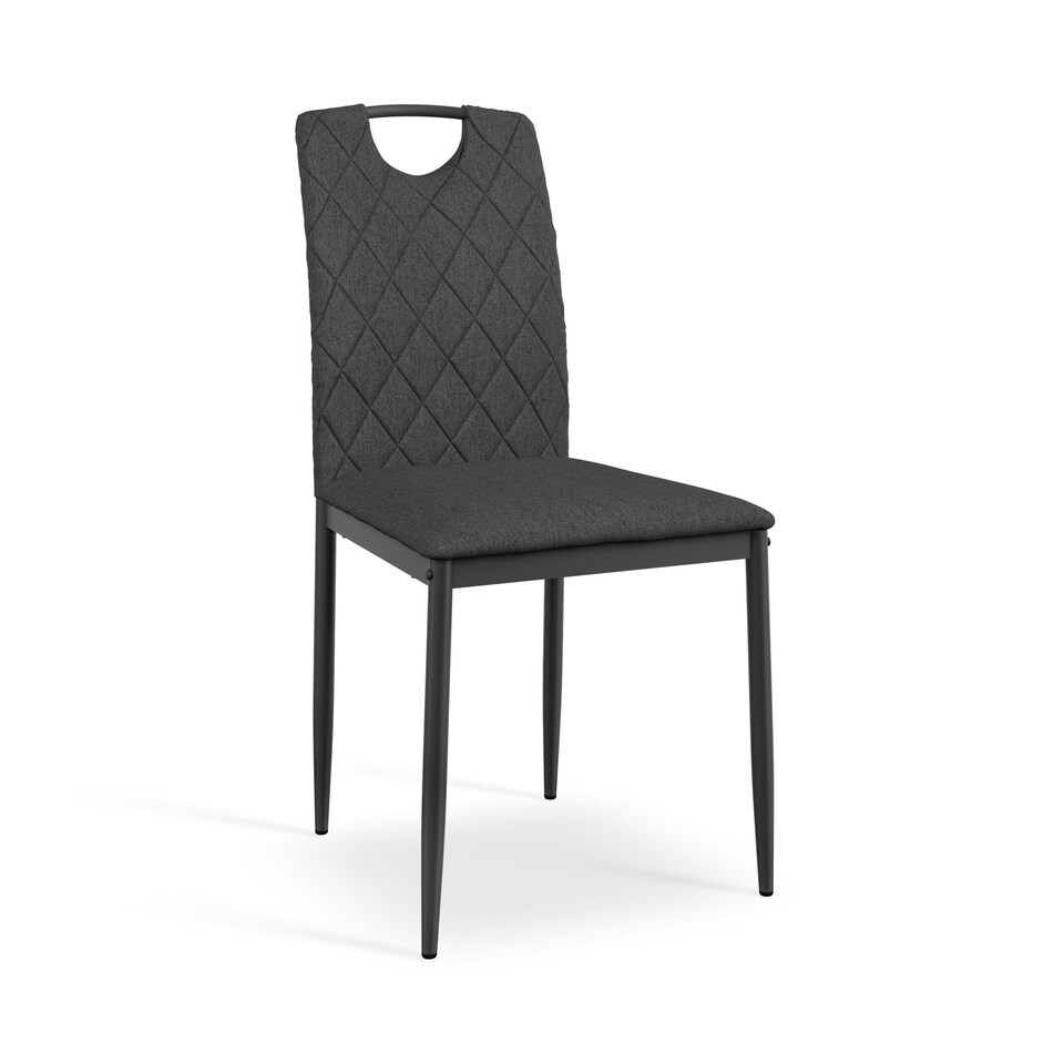 image 1 of Set Of 2 Monza Fabric Dining Chair Modern Padded Seat Metal Legs Kitchen Grey | Charcoal