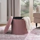 image 2 of OHS Matte Velvet Soft Round Foldable Footstool Seat Storage Organiser Ottoman | Pink | Blush Pink