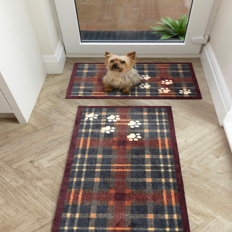 image 1 of Howler & Scratch Mat Plaid Paws 50x75 Door Mat