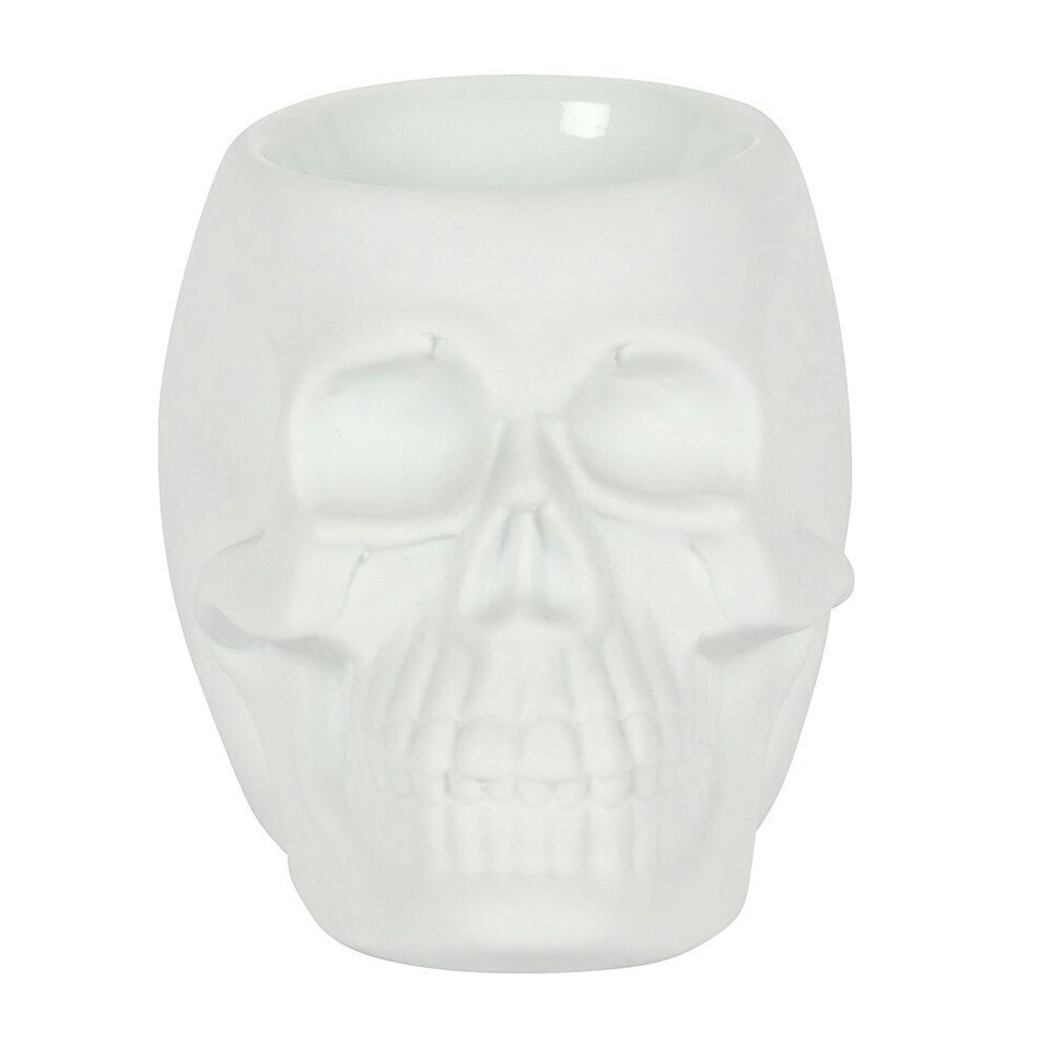 image 1 of Something Different Ceramic Skull Oil Burner - Matt White - 11cm x 12cm x 13cm