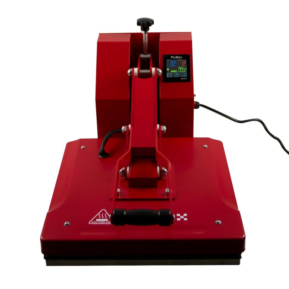 image 1 of PixMax T-Shirt Sublimation Heat Press Machine, 38cm x 38cm Clam, Red F2