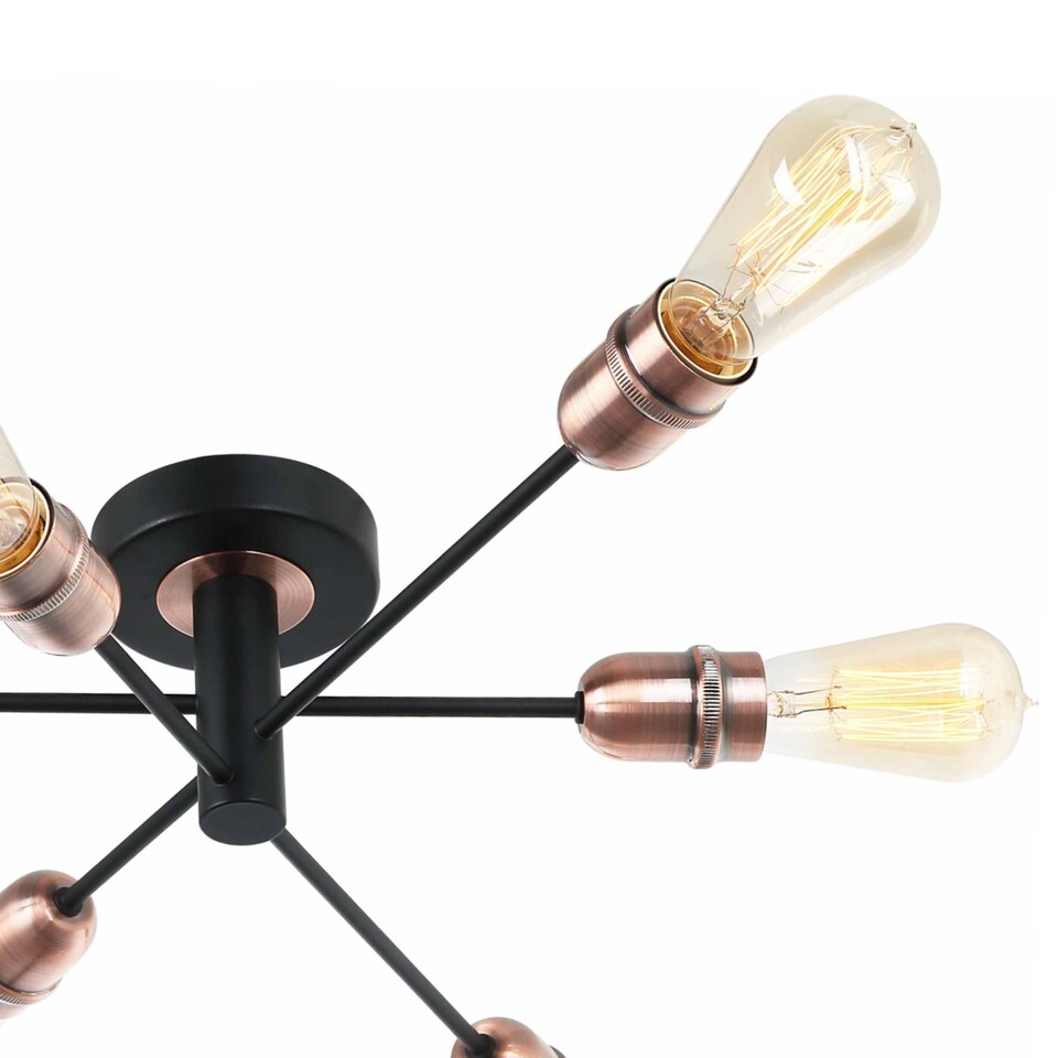 image 1 of Gustave 6 Light Black Semi Flush Ceiling Light