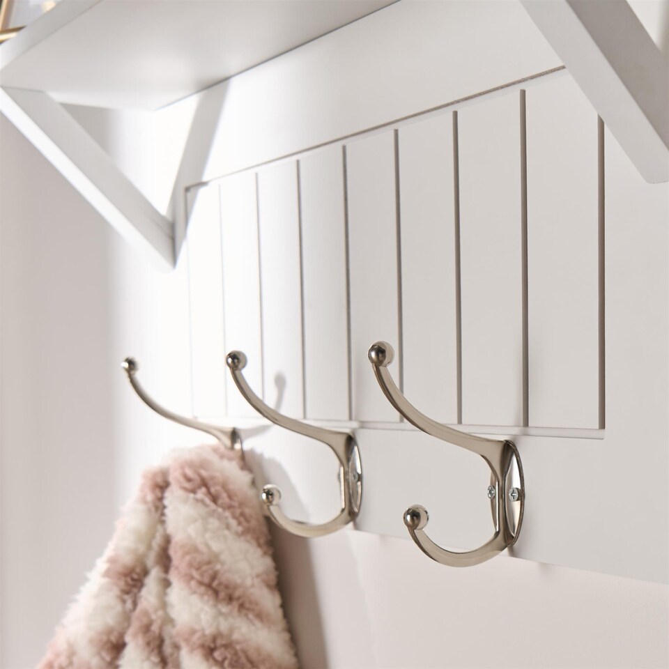 image 1 of OHS Wall Shelf Coat Rack Wood Effect Floating Display Unit