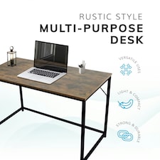 Desk Computer PC Laptop Home Office Work Desk 120cm, Study Brown Rustic Style Brown