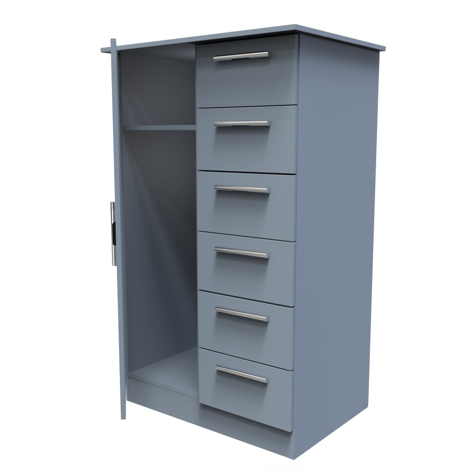 image 1 of Trent 5 Drawer 1 Door Childrens Wardrobe in Denim Blue (Ready Assembled) | Blue | Denim Blue