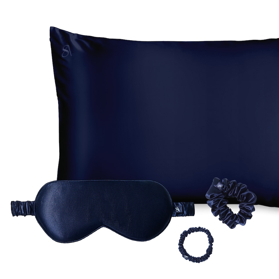 image 1 of Silk Addict 100% Mulberry Silk Gift Set - Navy