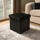 image 10 of OHS Soft Fleece Ribbed Foldable Cube Footstool Seat Storage Organiser Ottoman Cream