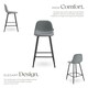 image 3 of Bar Stool Willow with backrest, upholstery and woven cover - Set of 2 Grey | Dark Grey/Black