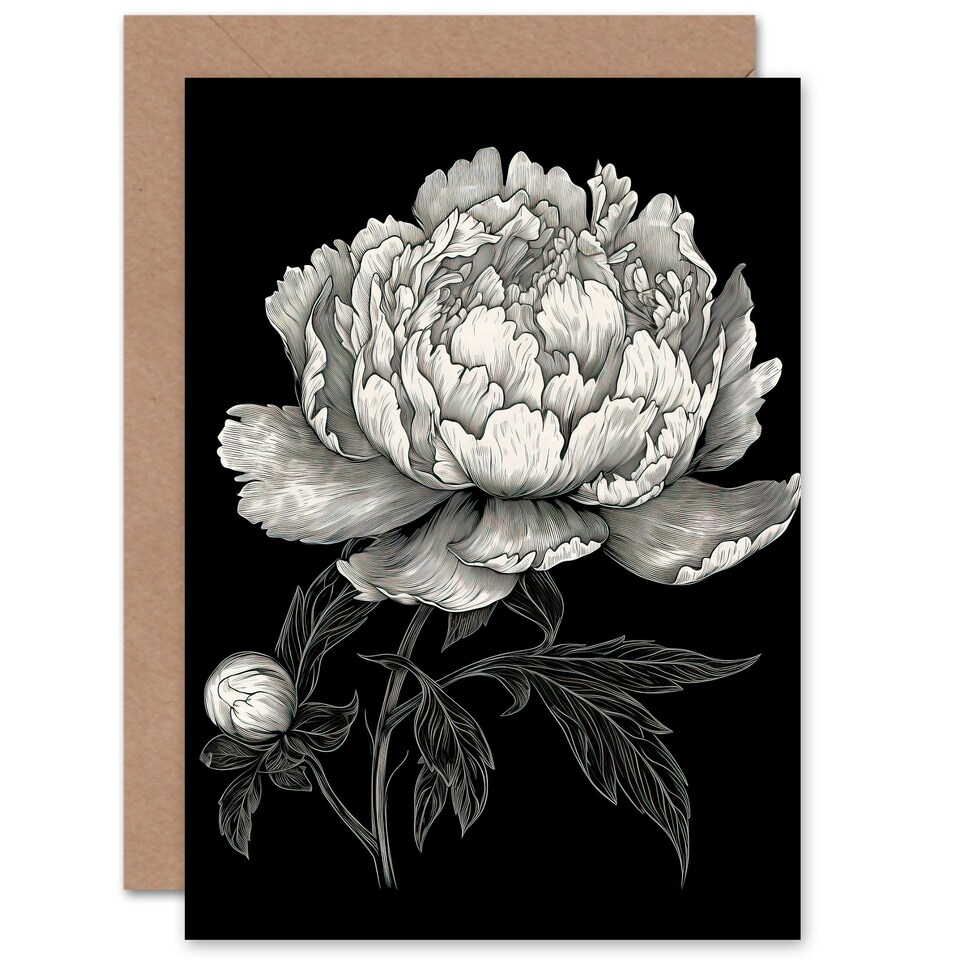 image 1 of Peony Flower Bloom White Wife Birthday Card