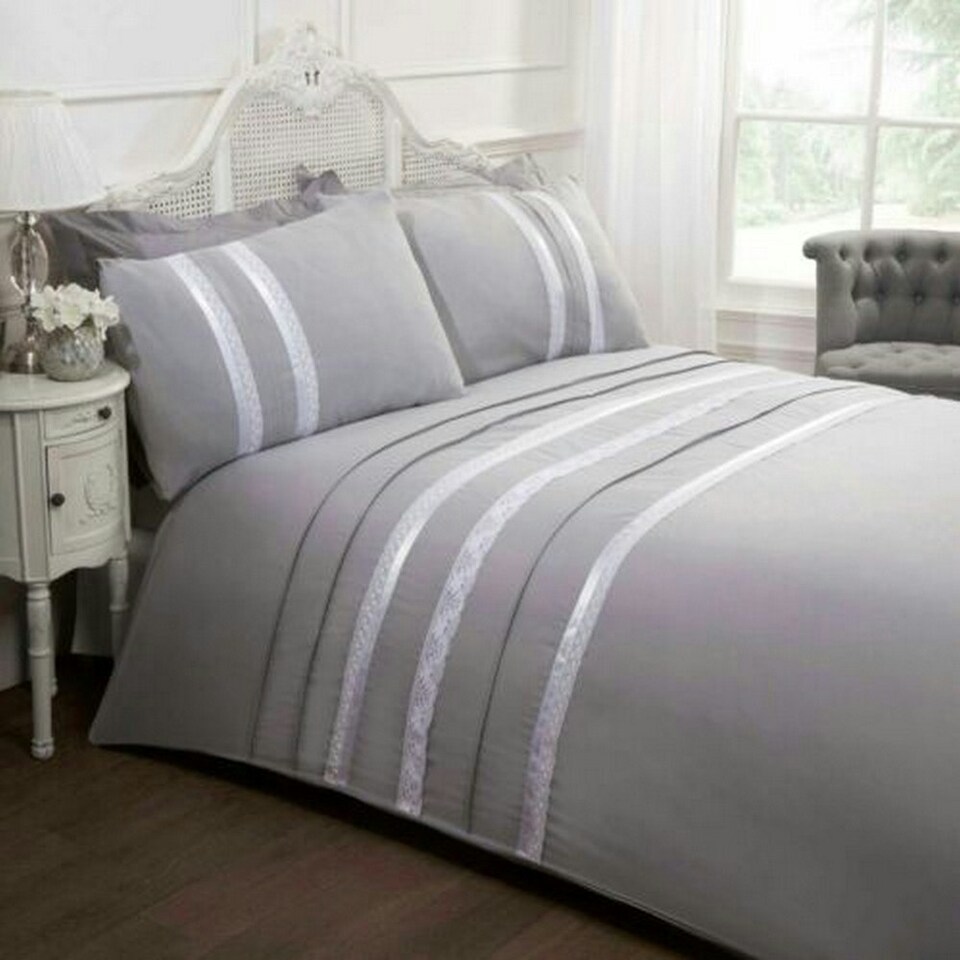 image 1 of Rapport Annabella Duvet Cover Set - Silver - Single Silver | Single