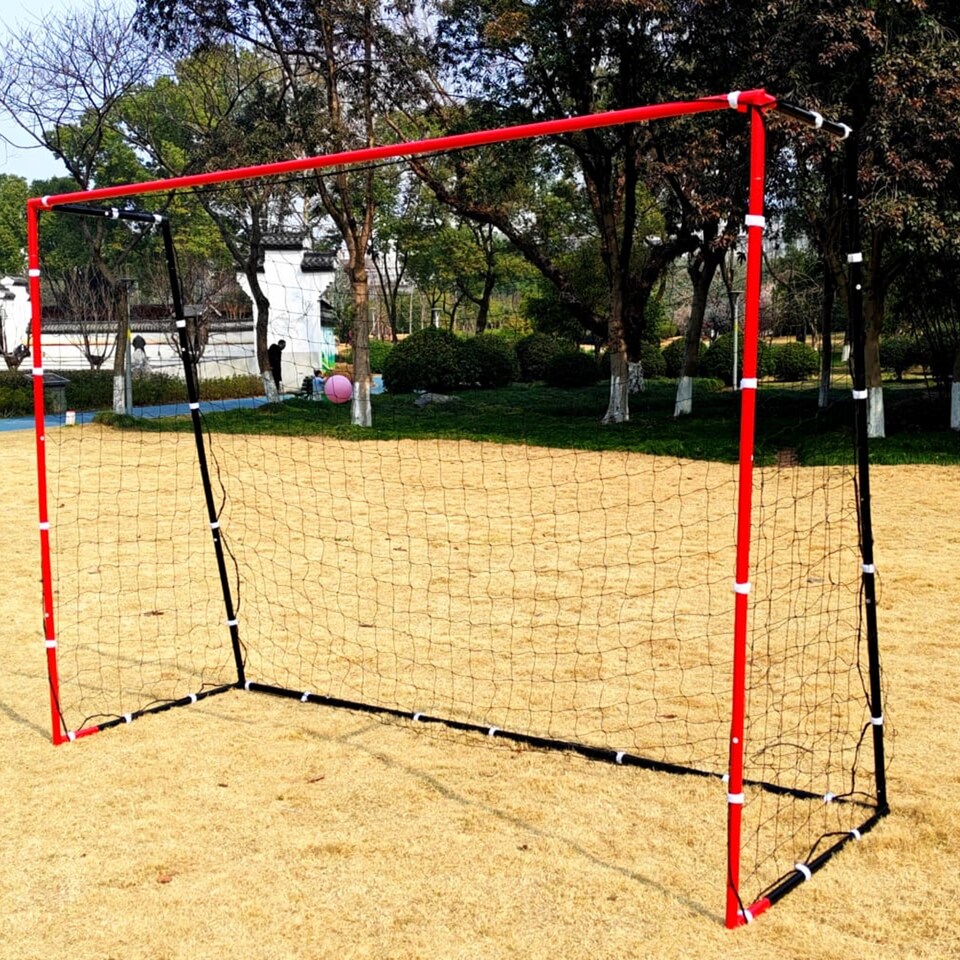 image 1 of Rexco Football Goal Posts Net Soccer Practise Garden Training Black Red 3m x 2m x 1m