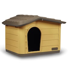 URBNLIVING Plastic Dog House Outdoor Pet Kennel Shelter | Multi | Mustard | S | 1