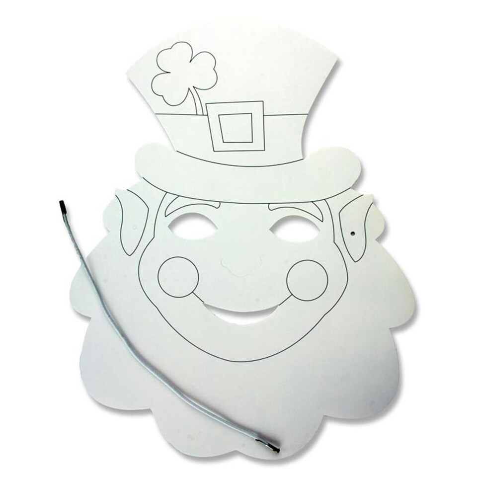 image 1 of Pack of 10 Colour Your Own Leprechaun Masks by Crafty Bitz