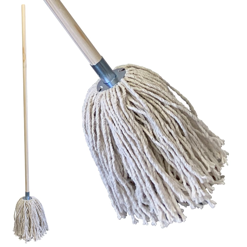 image 1 of Traditional Pure Cotton Yarn Mop Galvanised Metal Socket Mop with Handle