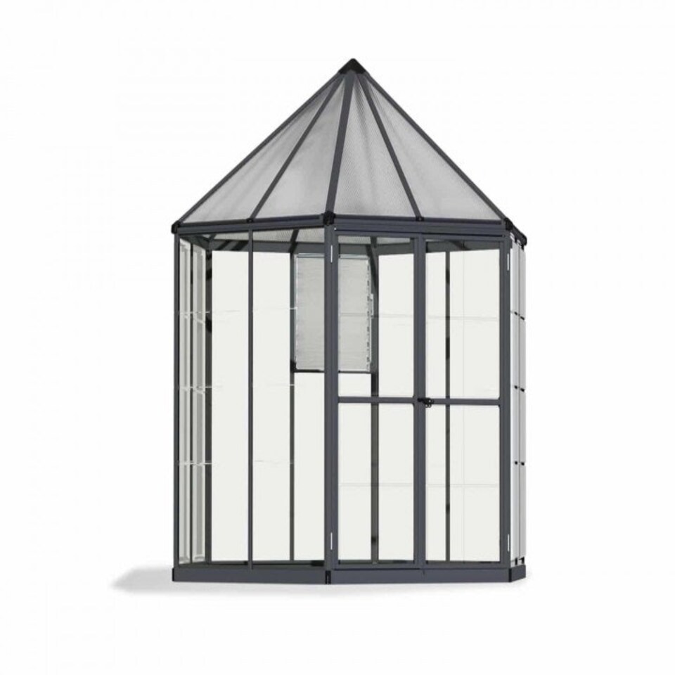 image 1 of Greenhouse Oasis Hexagonal 8 Feet - Polycarbonate - L247.11 x W213.2 x H266.83 cm - Grey