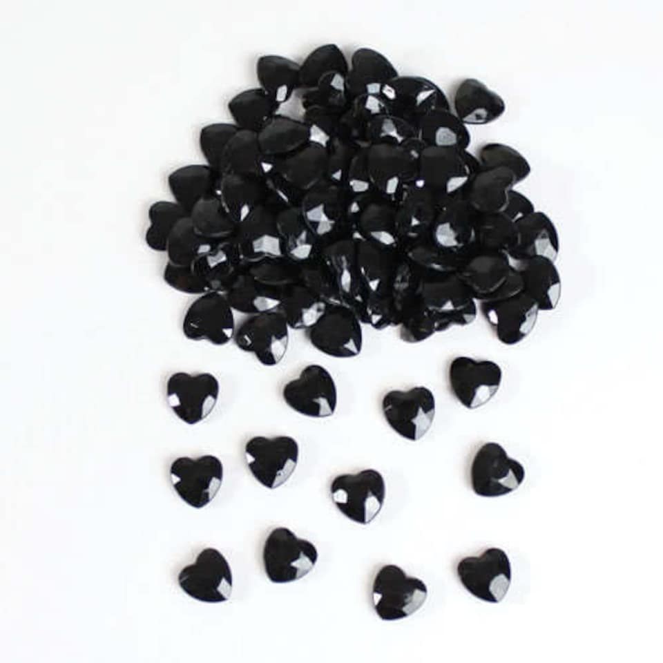 Black 12mm Heart Diamonds Premium Table Gems 28g