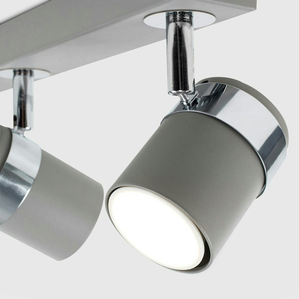 image 1 of ValueLights Modern 3 Way Cement Effect Straight Bar Ceiling Spotlight