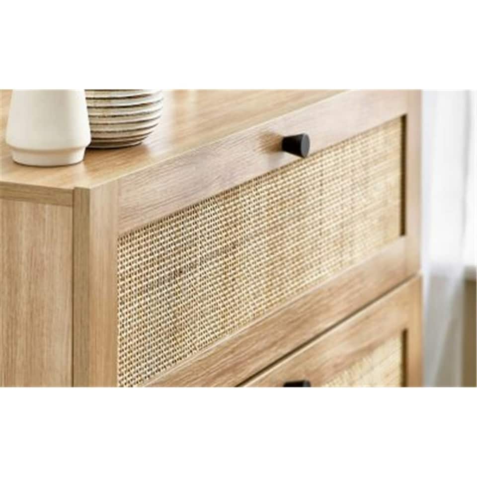 image 1 of Premier Rattan-Effect Oak Drawer Chest - 3 Drawer