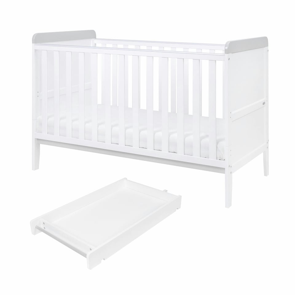 image 1 of Tutti Bambini Rio Cot Bed with Cot Top Changer & Mattress - White/Dove Grey