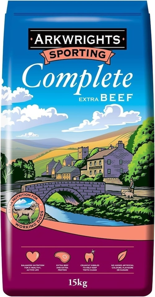 image 1 of Arkwrights Sporting Dry Dog Food with Extra Beef 15kg Complete Nutrition for Working and Sporting Adult Dogs Dry Biscuits for Active Dogs