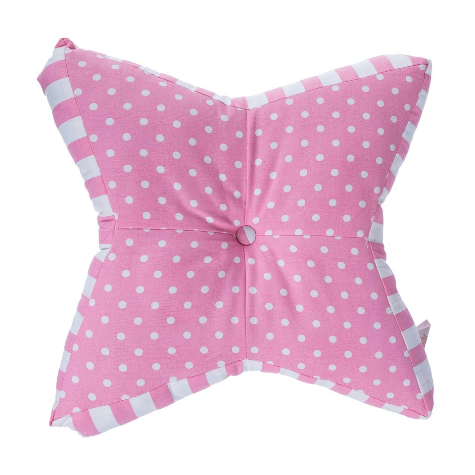 image 1 of Homescapes Pink Polka Dots Star Floor Cushion Pink