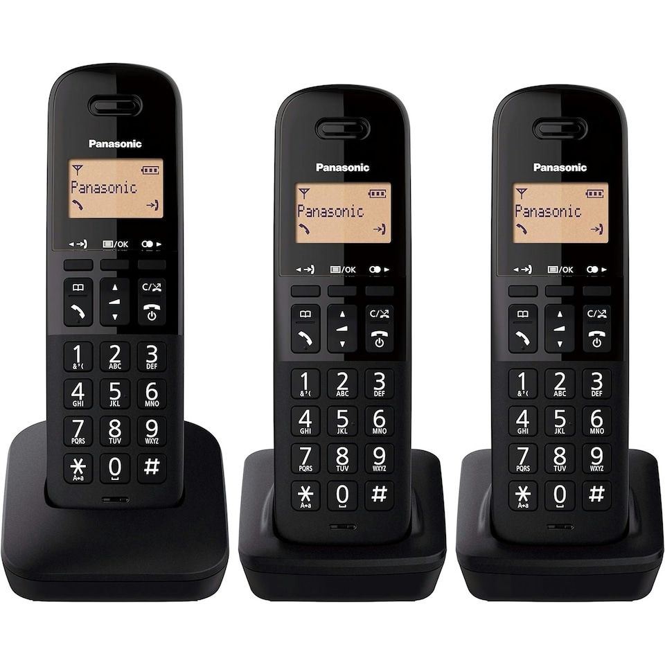 image 1 of Panasonic KX-TGC413EB Black Digital Cordless Phone With Triple Handsets