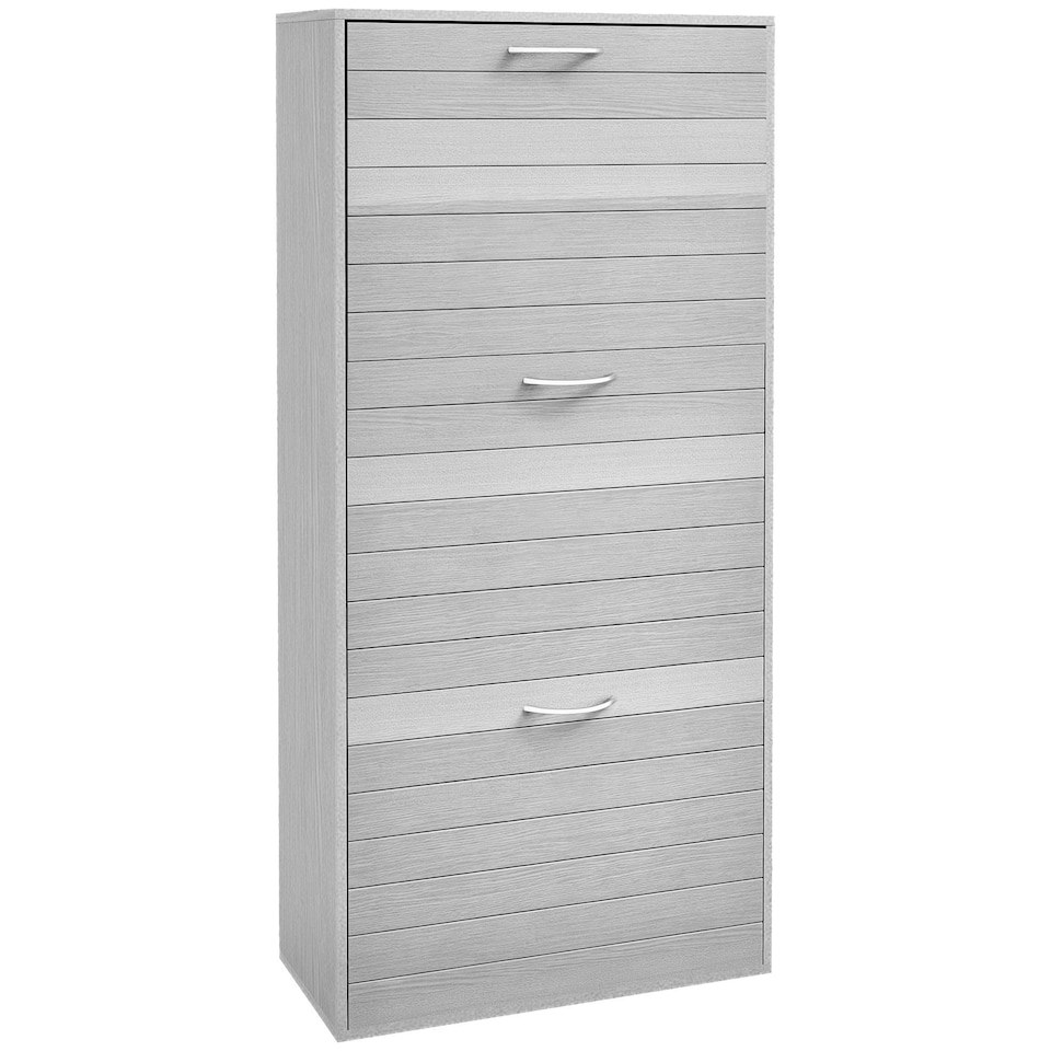image 1 of HOMCOM Slim Shoe Storage Cabinet with 3 Flip Drawers, Grey